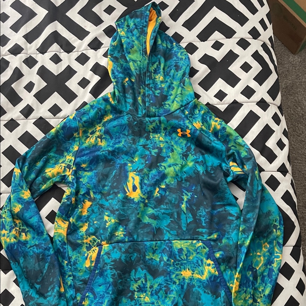 Boys Under Armour Teal and Gold Patterned Hoodie